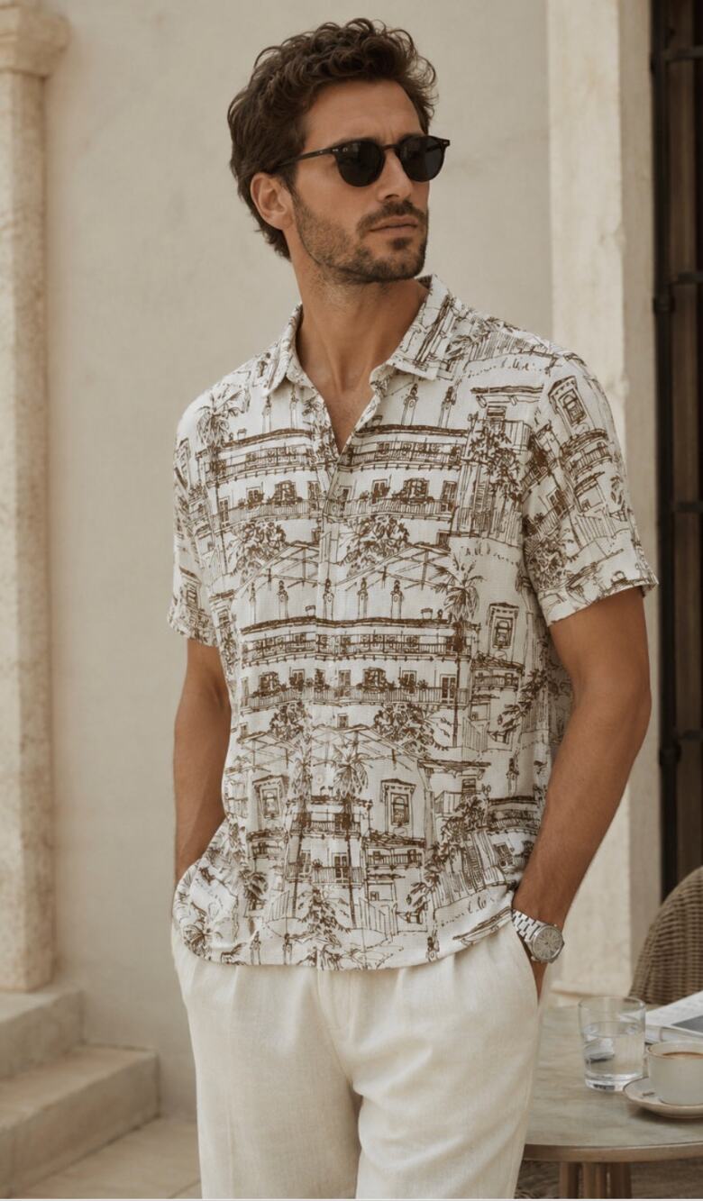 Folk Clothing Large Men's Plate SS Shirt Organic Cotton Preppy Minimalist
